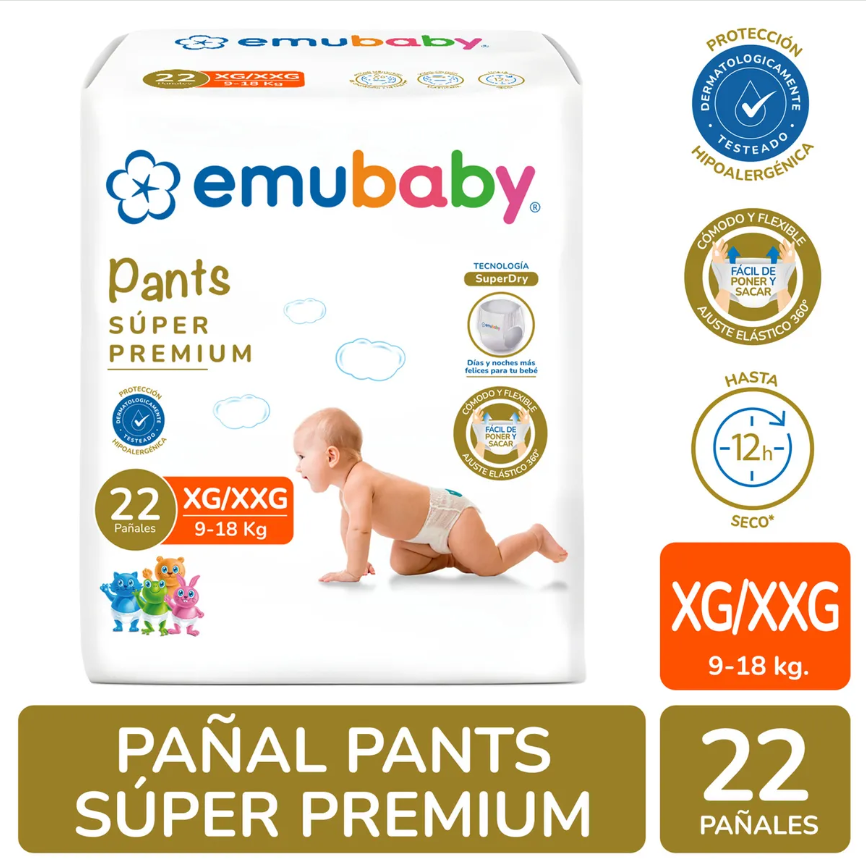 pañales pants emubaby nuevos Emubaby Pants XG/XXG - 22 unidades - Imagen 1